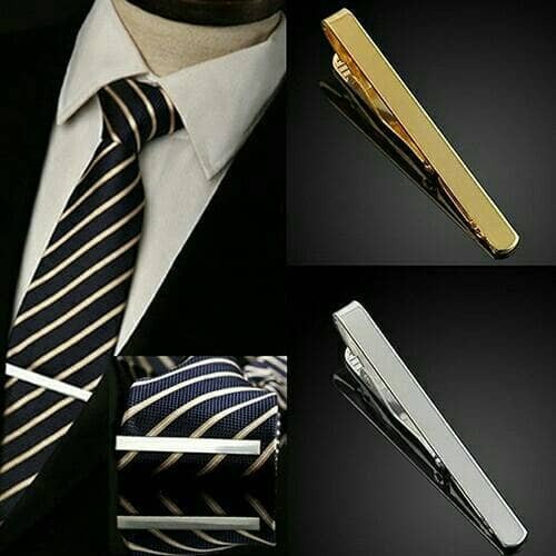 pria-dasi- tie clip bar clamp penjepit dasi (gold & silver) - gold -dasi-pria.