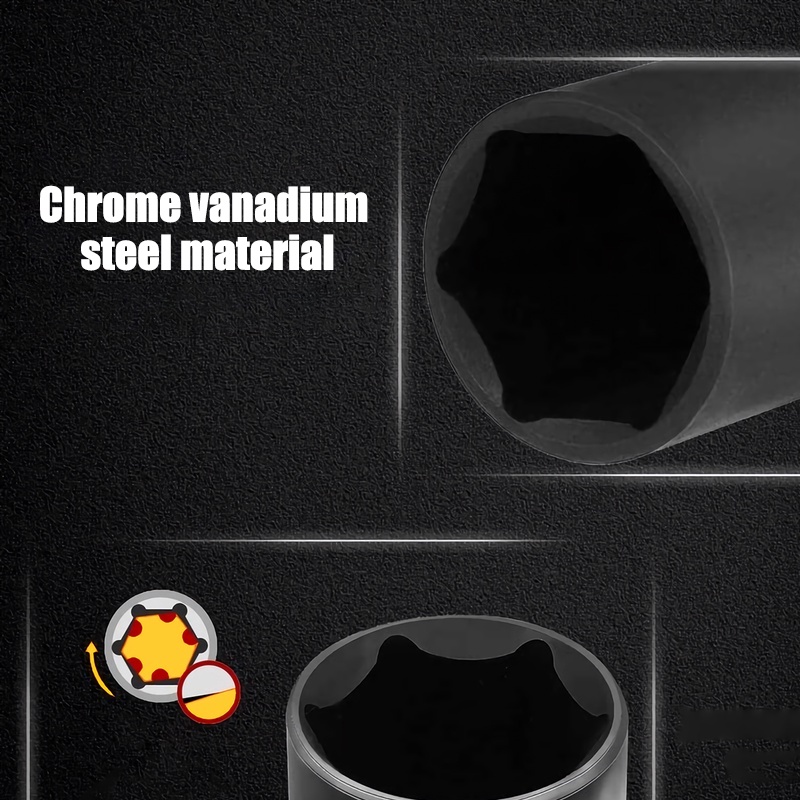 Bonkyo 10Pcs Mata Socket 1/2‘’ 8-24mm Impact Kunci Socket/Kunci shock Impact socket set/Impact sock impact wrench Mata