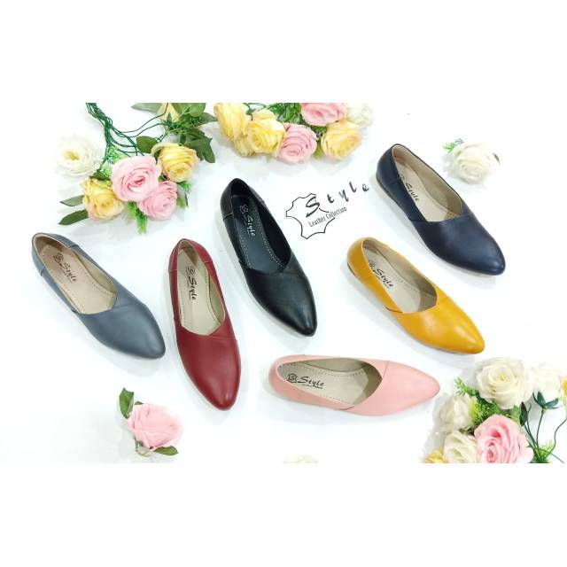 Sepatu pantofel kulit wanita asli kulit sapi