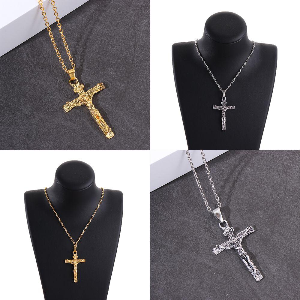 Top Salib Liontin Pria Liontin Pria Perhiasan Kalung Rock Punk Gothic Yesus