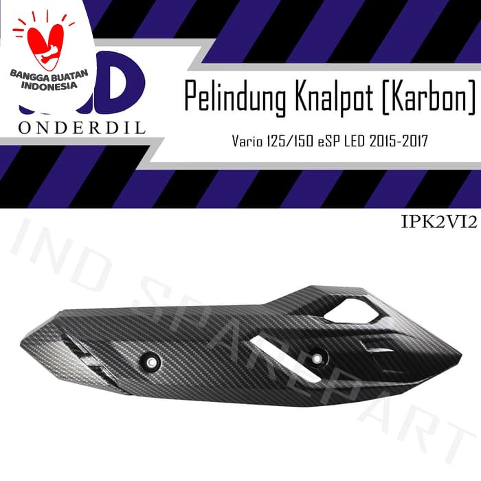 IND Onderdil Cover Tutup-Pelindung Knalpot Carbon-Karbon Vario 150 New LED eSP 2015