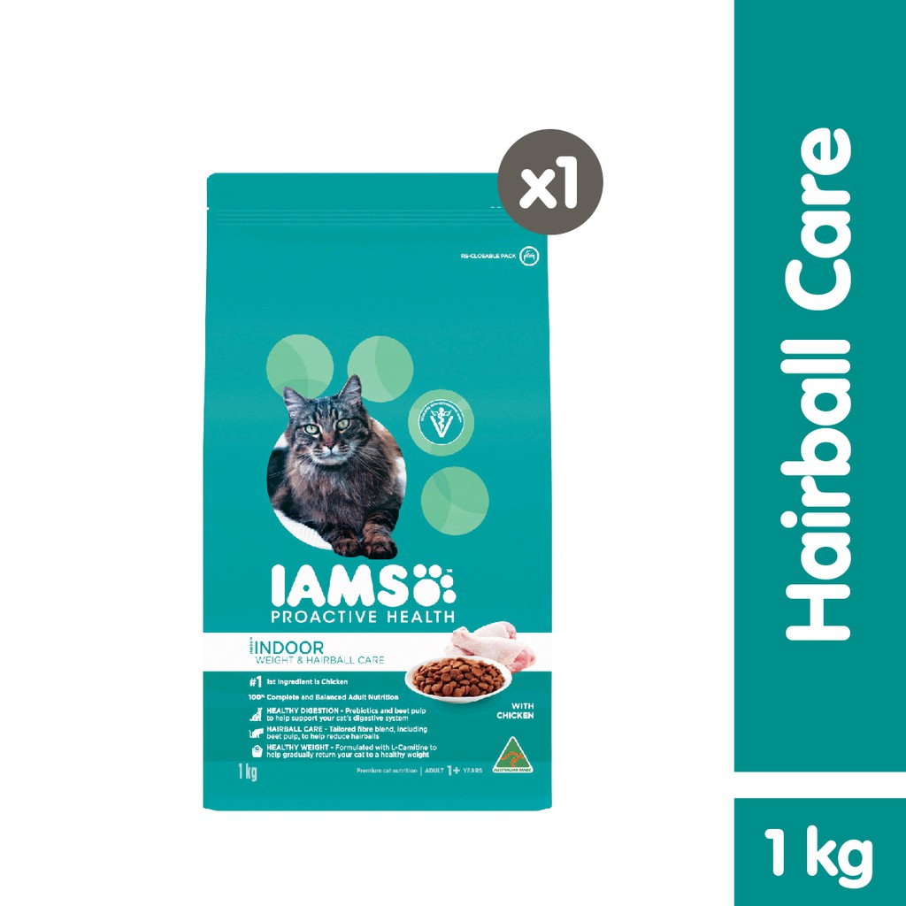 IAMS Makanan Kucing Adult 1Kg-Hairball Care