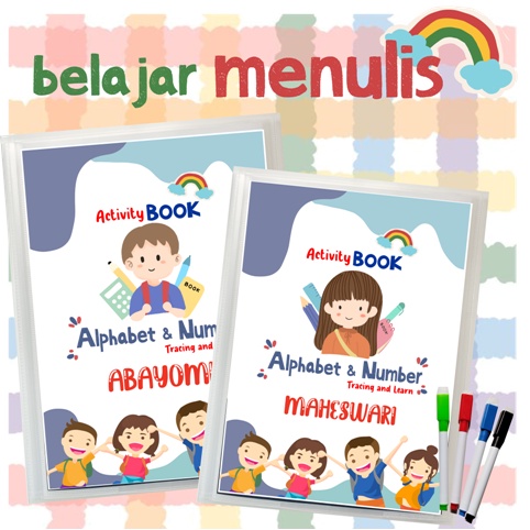 

Worksheet menulis ALPHABET AND NUMBER / lembar kerja paud abjad dan angka / Worksheet Wipe and Clean