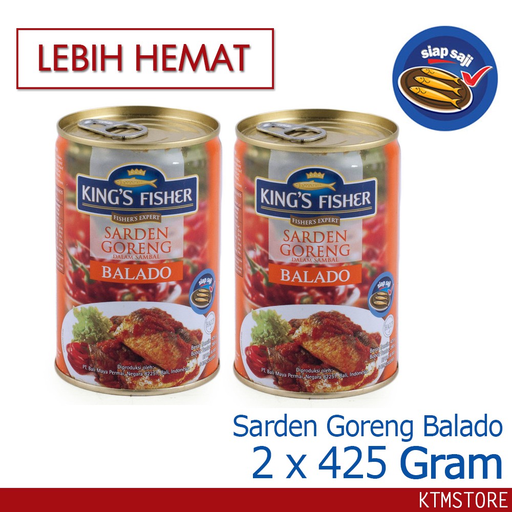 

KtmStore PAKET 2 pcs King's Fisher Sarden Goreng Rasa Balado Makanan Kaleng 425 g