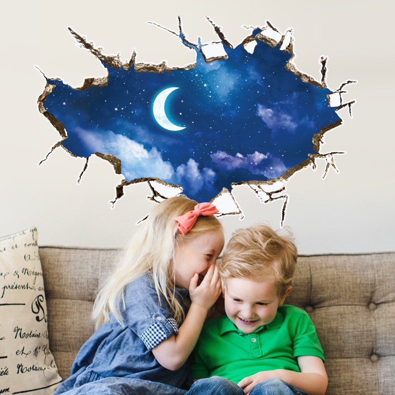 Reliza Wall Sticker Luar Angkasa Bulan Langit Stiker Dinding LDRHH