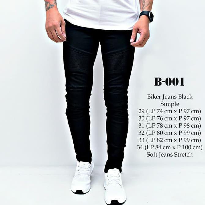 Kualitas Terbaik celana jeans hitam/celana biker hitam/celana levis hitam B001 - Biru, 30 CUCI