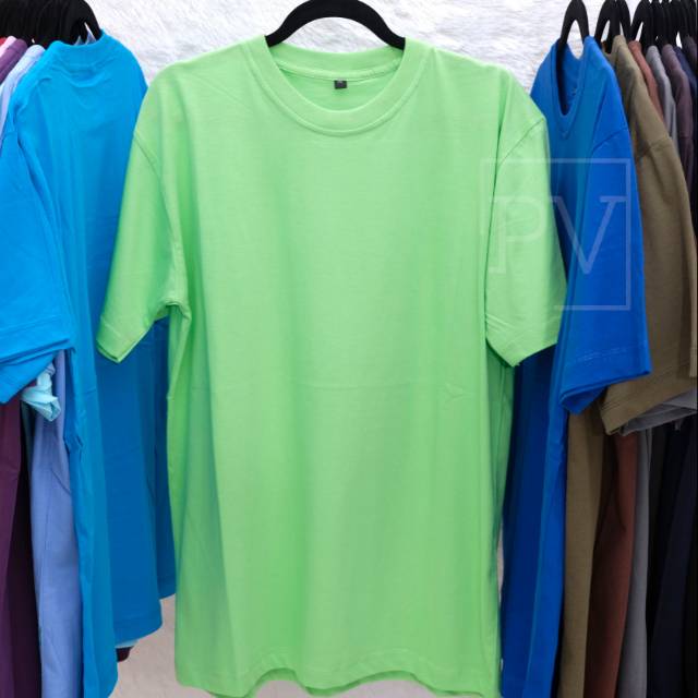 kaos polos stabilo / hijau muda premium combed 30s pria wanita