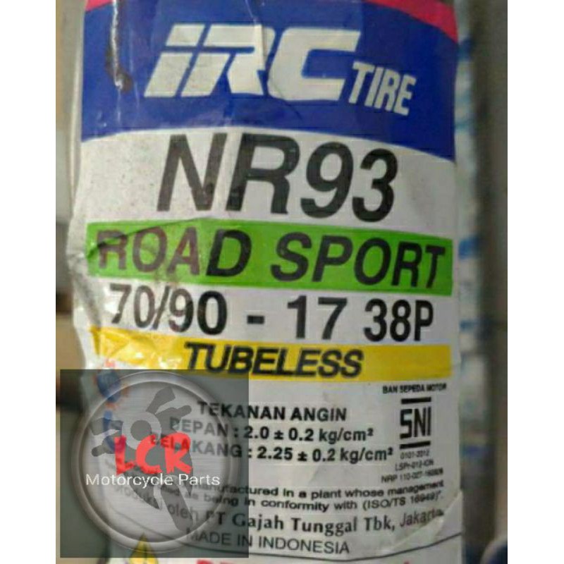 [𝗔𝗦𝗟𝗜 𝟭𝟬𝟬%] Ban Luar Tubeless 70/90-17 IRC 250-17 Tubles 70 90 17 Ban Motor Bebek NR92