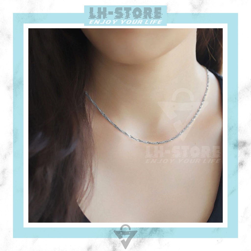 KALUNG TITANIUM ULIR GELOMBANG WANITA &amp; PRIA COWOK / CEWEK SILVER SEPERTI MAS PUTIH ANTI KARAT ANTI LUNTUR [KR-05]