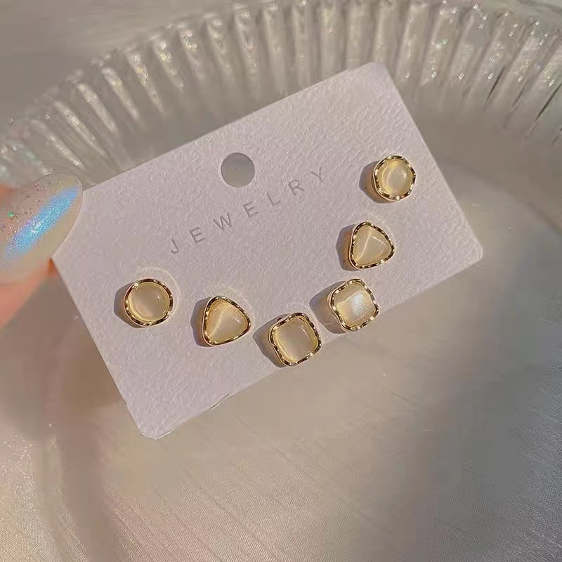 14 Pcs / Set Anting Stud S925 Silver Model Kupu-Kupu Hati Bola Mutiara Kotak-Kotak Hitam Putih Untuk Wanita