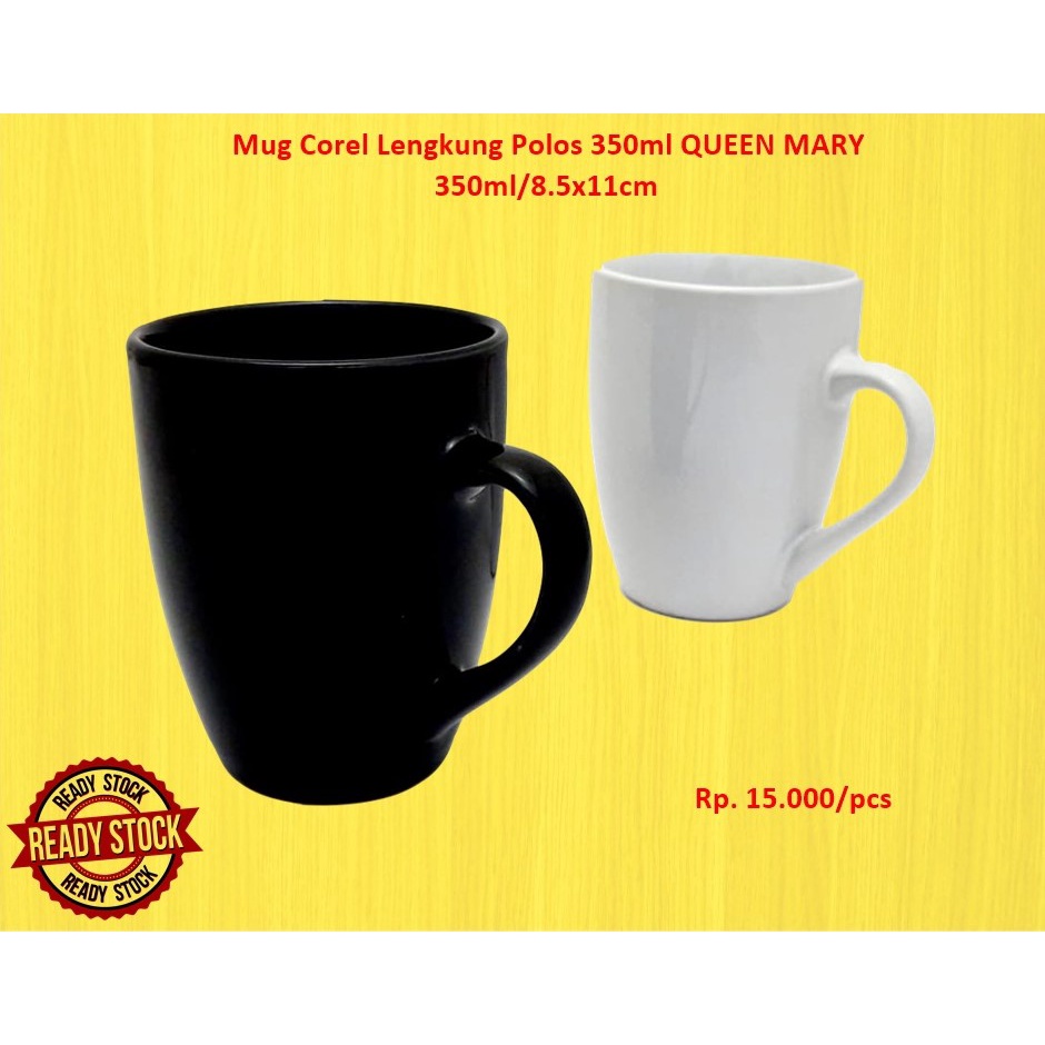 Mug Keramik Corel Lengkung Polos 350ml QUEENY MARY