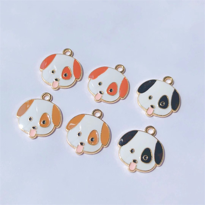 4pcs Liontin Enamel Bentuk Anjing Kecil Untuk Membuat Perhiasan Kalung Gelang