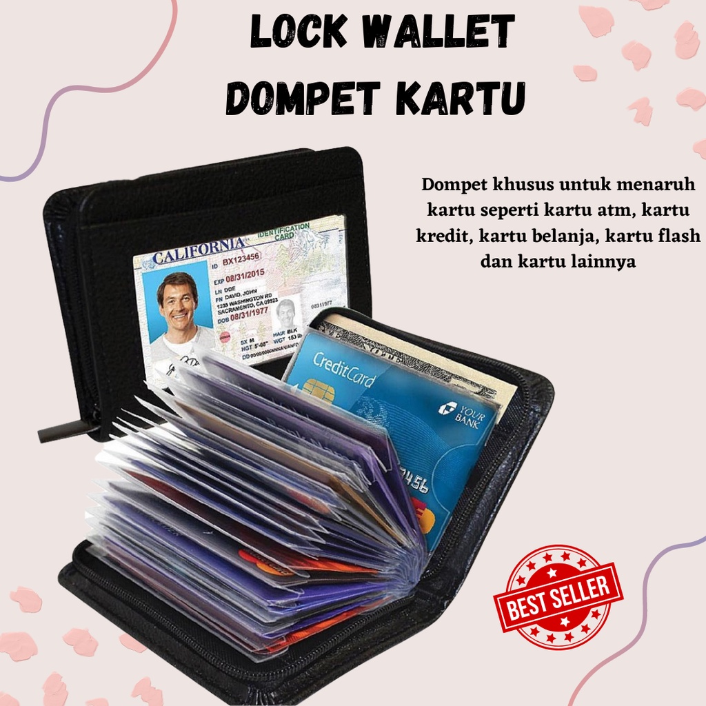 [BISA COD] Lock Wallet Dompet Kartu Kredit Secure RFID Blocking - 789522-Hitam