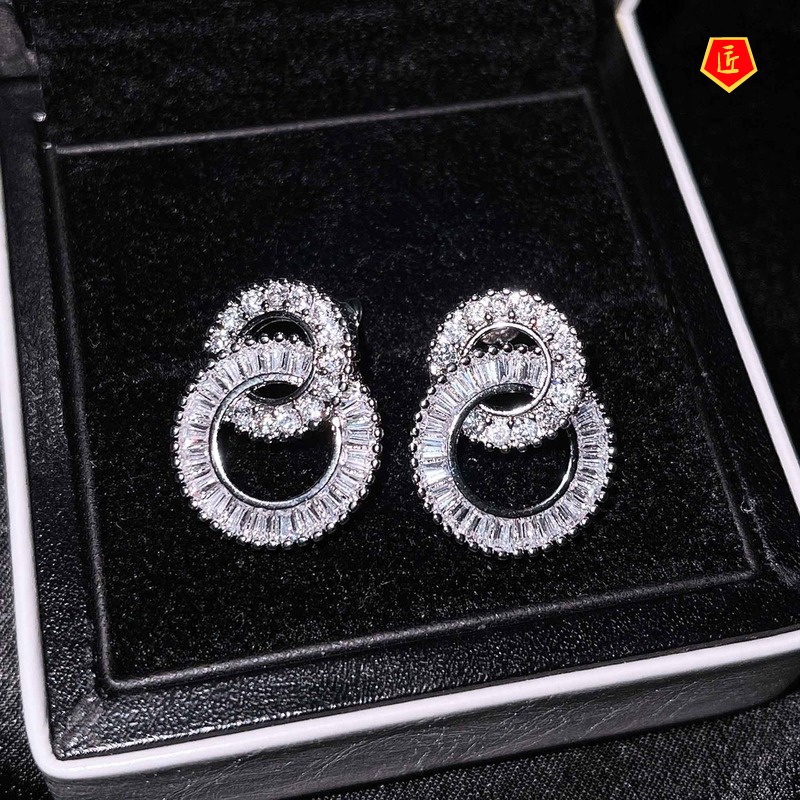 [Ready Stock]S925 Silver Double Circle Stud Earrings Simple Fashion