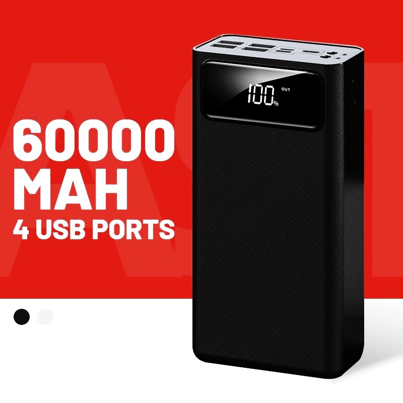 PowerBank 60000mAh 4 USB Fast Charging External Battery Powerbank LED Digital Display Portable 3.0 FAST