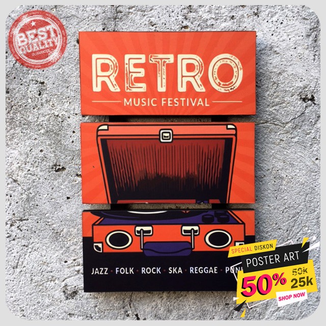 Hiasan dinding - Pajangan Poster - Poster Retro - Dekorasi dinding - Wall decor - Musik - 091934FHZ