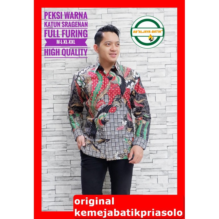 ATASAN KEMEJA BAJU BATIK PRIA SOLO LENGAN PANJANG FULL FURING PREMIUM Aljaya Peksi Warna