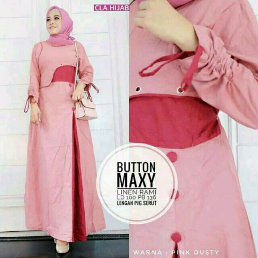 TERLARIS baju gamis wanita button maxy muslimah