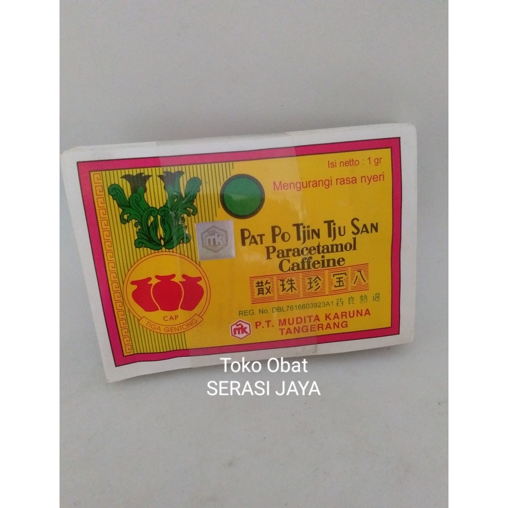 Pat Po Tjin Tju San Paracetamol Cap Tiga Gentong Pereda Sakit Kepala