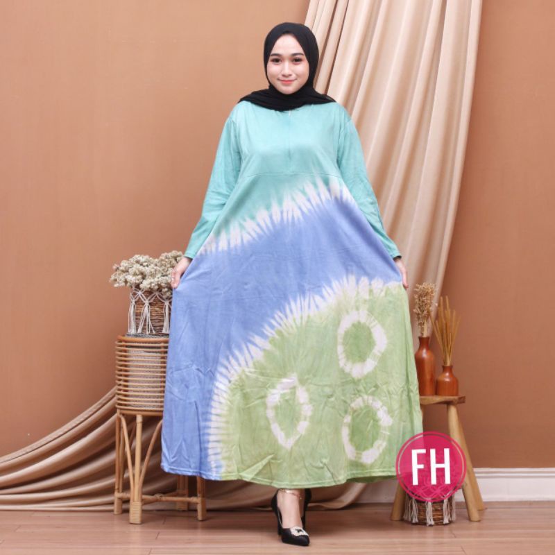 DASTER KAOS BATIK JUMBO LD 120 SOFT LENGAN PANJANG RESLETING DEPAN BUSUI BUMIL HOMEDRESS WANITA KEKINIAN