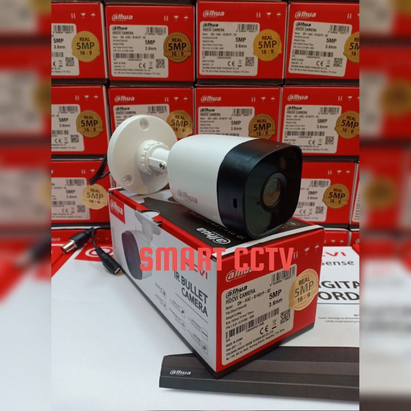 PAKET CCTV DAHUA 5MP 4 CHANNEL 2 CAMERA LENGKAP GARANSI RESMI