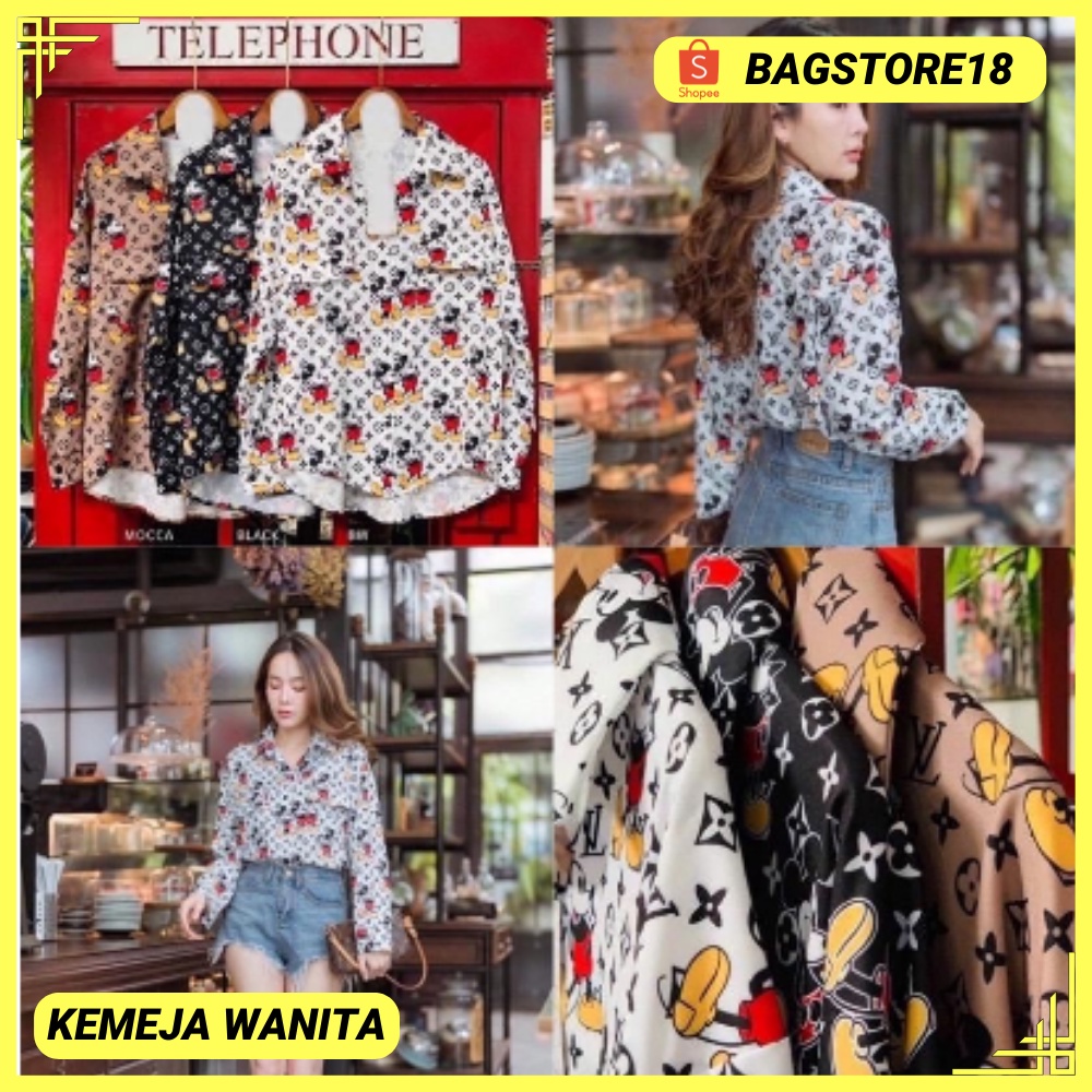 KEMEJA WANITA LV MICKEY DISNEY IMPORT BKK WS4342