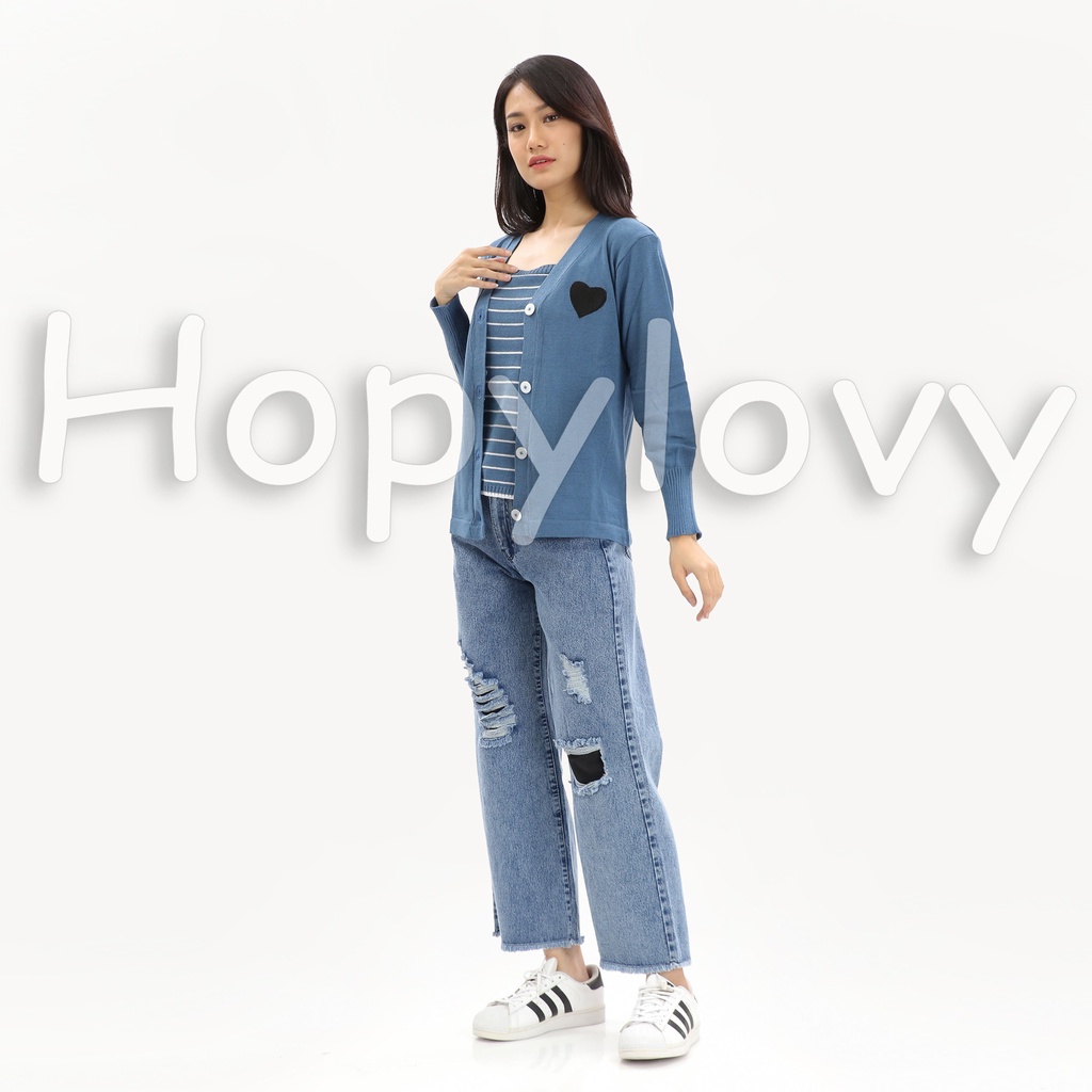 HOPYLOVY Tank Top Dan Cardigan Rajut Wanita Olipa