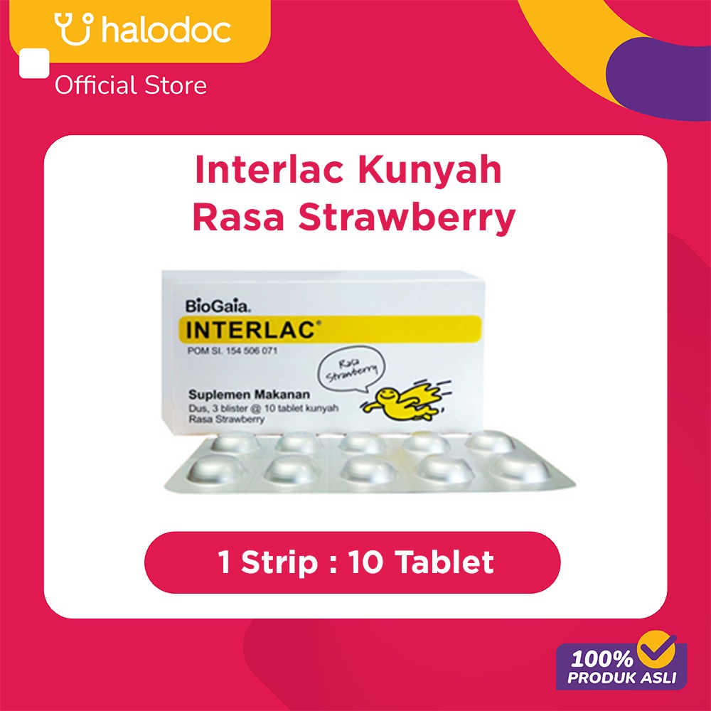 Interlac Kunyah Rasa Strawberry 10 Tablet