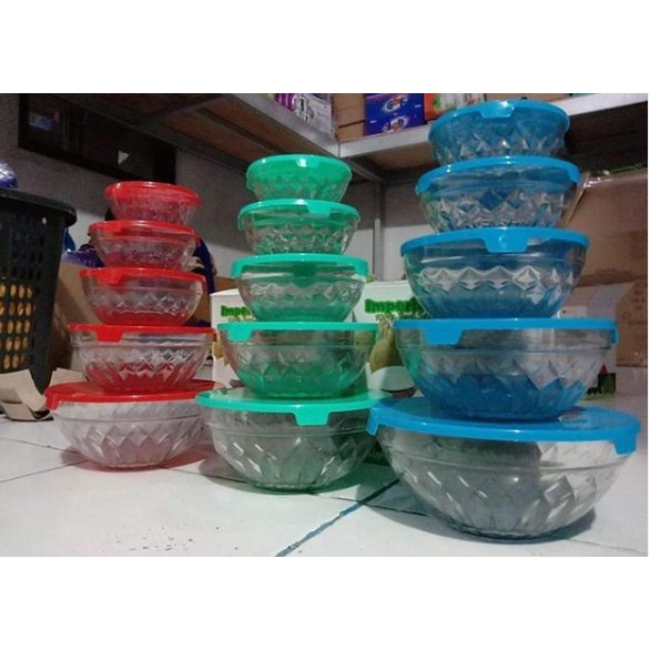 Kimglass Bowl Kaca + Kimglass Bowl Motif Kaca + Mangkok Kaca