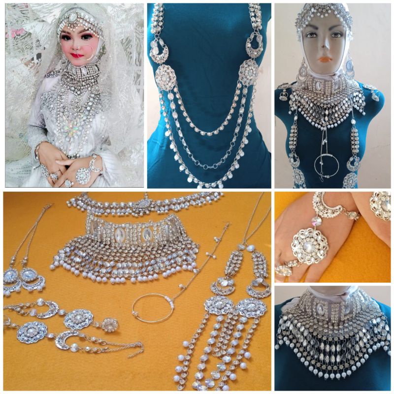 hiasan kalung  set perhiasan  India/ bridal/ mewah murah lengkap