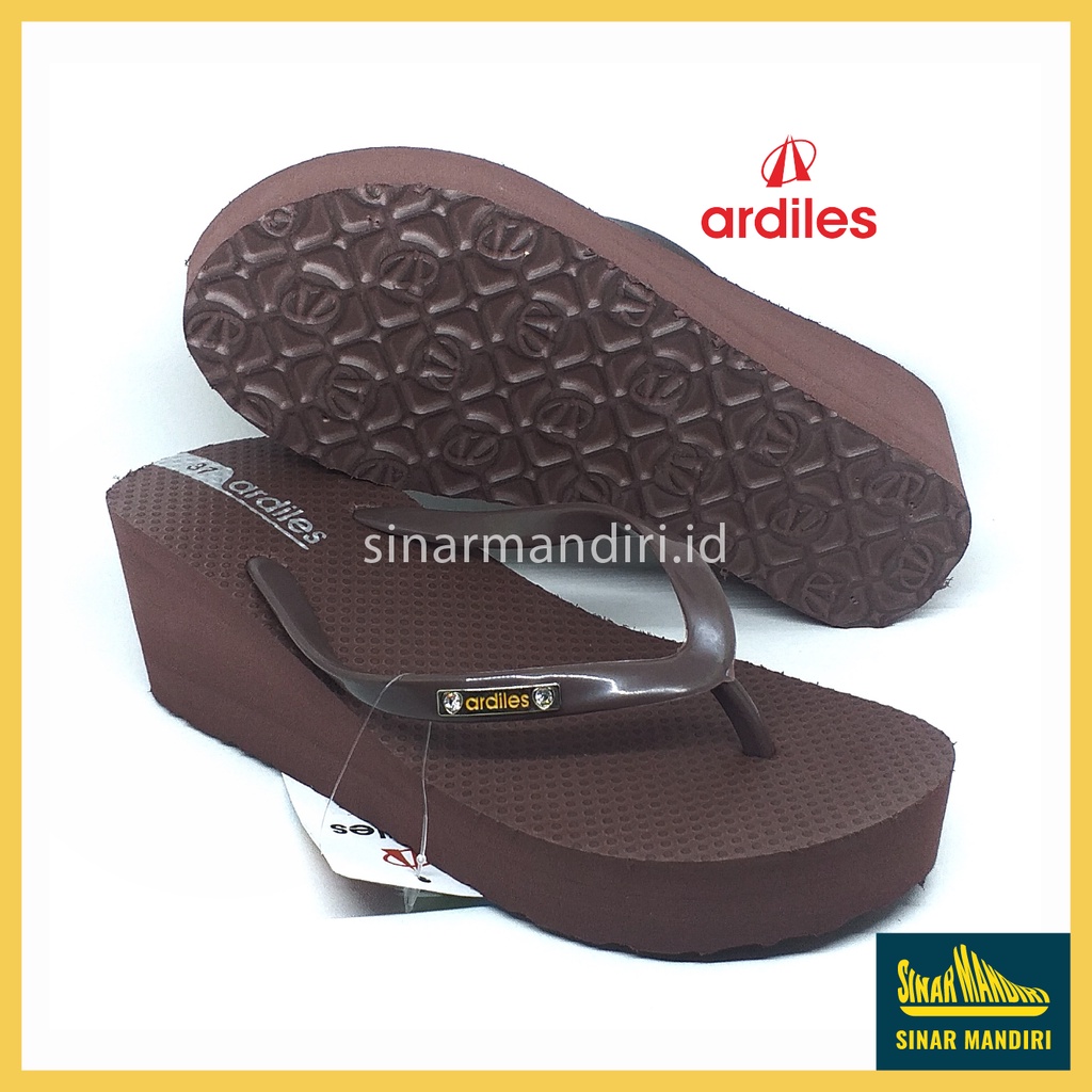 Sandal Wedges Wanita Ardiles Tefity Ringan Anti Air Awet Jinjit Jepit 36-40 Merah Hitam Coklat-7