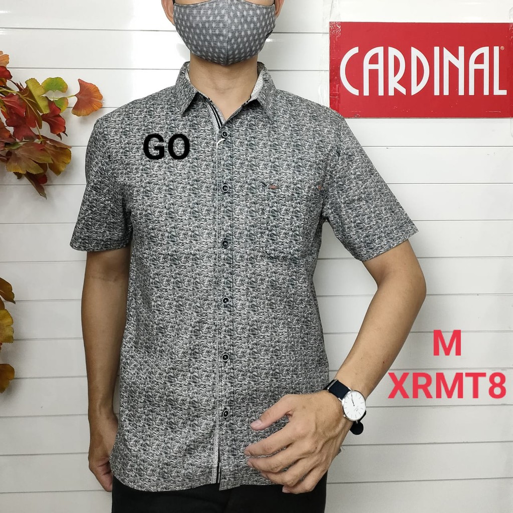 gof M CARDINAL KEMEJA CASUAL Pakaian Atasan Pria Kemeja Reguler Hem Casual Santai Lengan Pendek