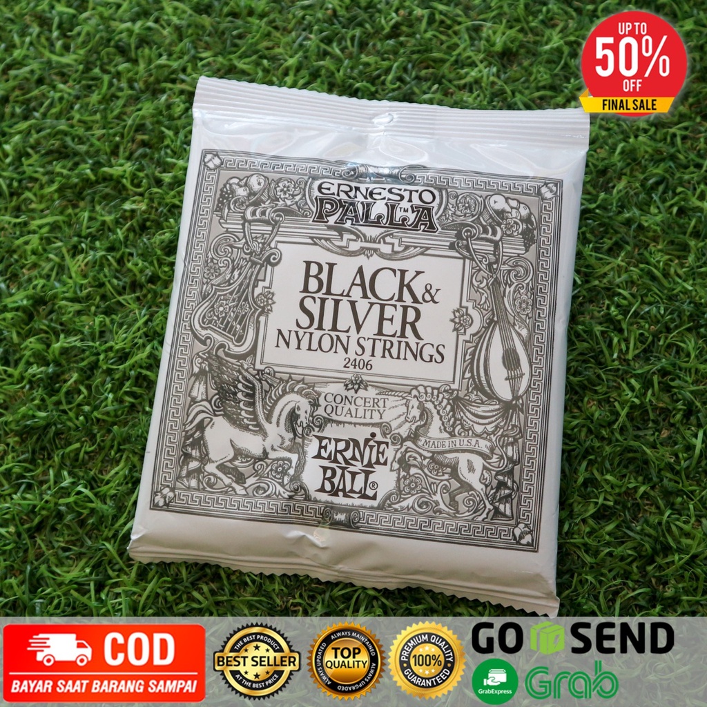 Senar Nylon ERNIE BALL Gitar Klasik BLACK &amp; SILVER Classic Nilon String Normal Tension (1 set)