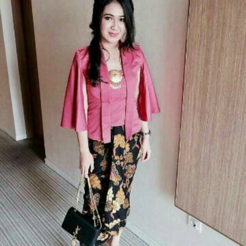 Atasan kebaya kutubaru Velvet Fuschia Lemon Custome Size Warna