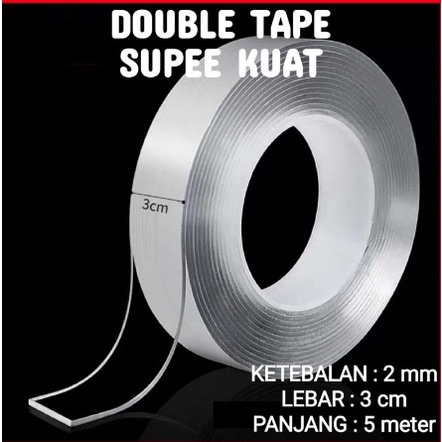 

TERLARIS [300gram][2mmX5meter] Double Tape Nano Tape Ivy Grip Tape Isolasi Selotip 2 Sisi Kuat Dicuci