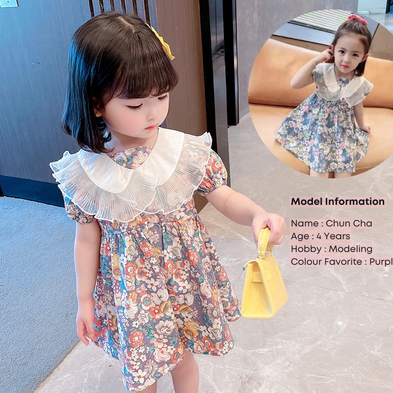 Dress Korea Suji uk 1-5 Tahun / Gaun Anak Perempuan Baby Korea Style Kualitas Impor Blouse Casual Babycinnamon