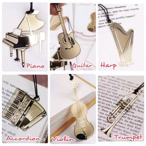 

Pembatas Buku bentuk Alat Musik Golden Metal Bookmark Berkualitas