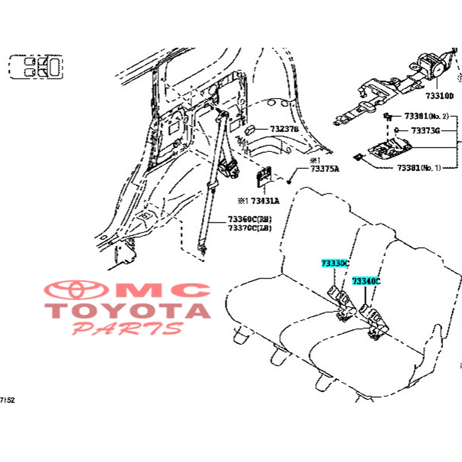 Colokan Safety Belt Tengah Kanan Avanza Xenia Grand 73330-BZ160-B0