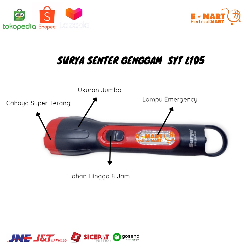 Surya Senter Genggam SYT L015 / Surya Rechargerable Flashlight / Lampu Emergency