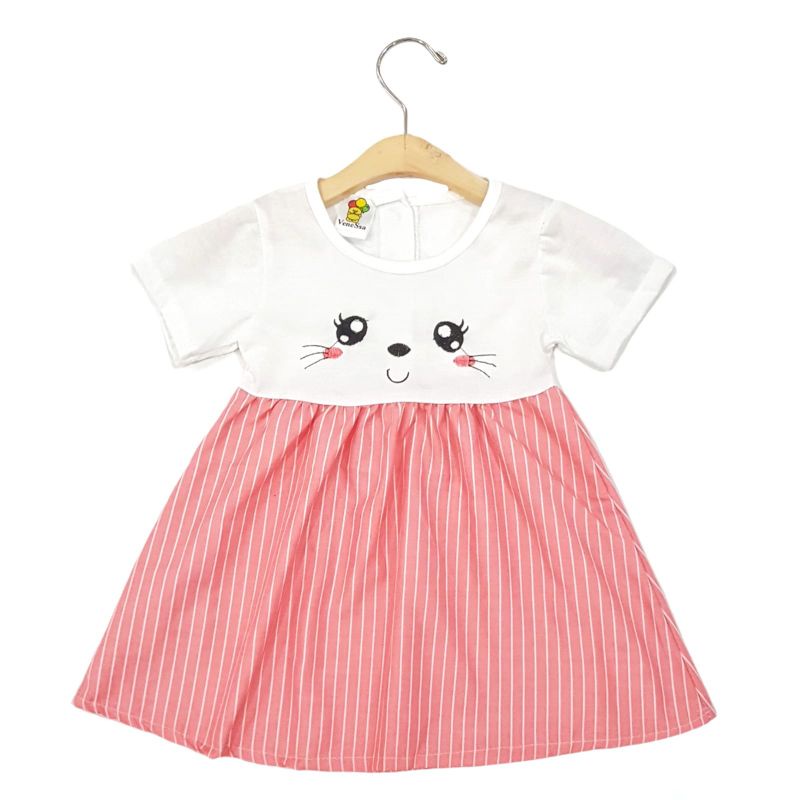 DRESS FASHION ANAK PEREMPUAN 1 TAHUN MOTIF CAT SALUR RANDOM WARNA