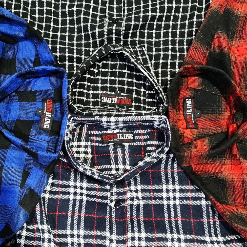 Kemeja Flanel Impor Pria Distro Flannel Lengan Panjang Pria,Kemeja Kotak Kotak Pria Lengan Panjang-Habis