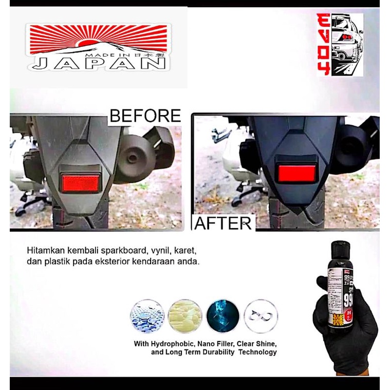 🇯🇵Japan Tech Aero Black Polish 100ml Penghitam Body Kasar Motor &amp; Mobil Permanen (Trim Restorer) TOP QUALITY
