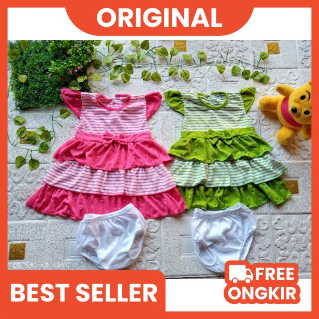 [part 1] Setelan Baju Bayi Perempuan / SETELAN Dress Bayi Usia 3 - 18 Bulan PREMIUM SYIFANA