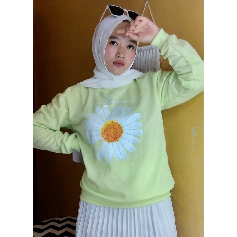 Sweater Wanita || sweater Crewneck Unisex Sweater motif Bunga