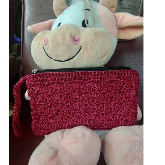 (SALE) dompet rajut 2 ruang motif kerang / dompet hp