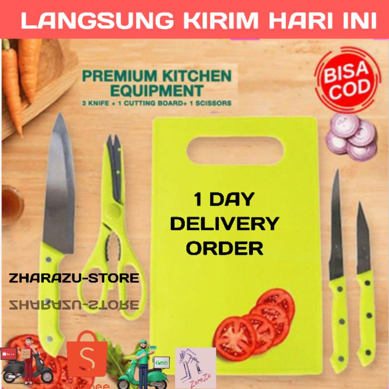 PISAU SET Stainles steel - GUNTING + TALENAN 5 in 1 Dikirim (RANDOM)