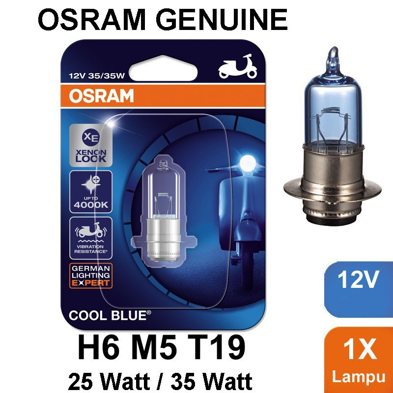 LAMPU DEPAN OSRAM HALOGEN KAKI 1 H6 M5 COOL BLUE 12V 25 &amp; 35W BEAT VARIO SPACY SUPRA SEMUA MATIC DAN BEBEK