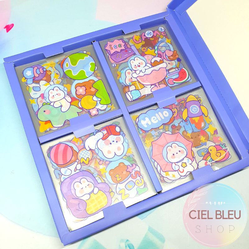 100 PCS  STIKER VIRAL DECO AESTHETIC MOMO STICKER HP TUMBLER LAPTOP + BONUS BOX / CIEL BLEU SHOP