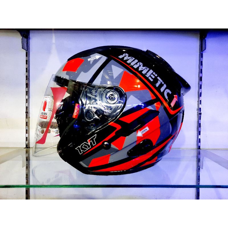 KYT HELM GALAXY FLAT R MOTIF #4 MIMETIC BLACK RED FLUO KYT ORIGINAL