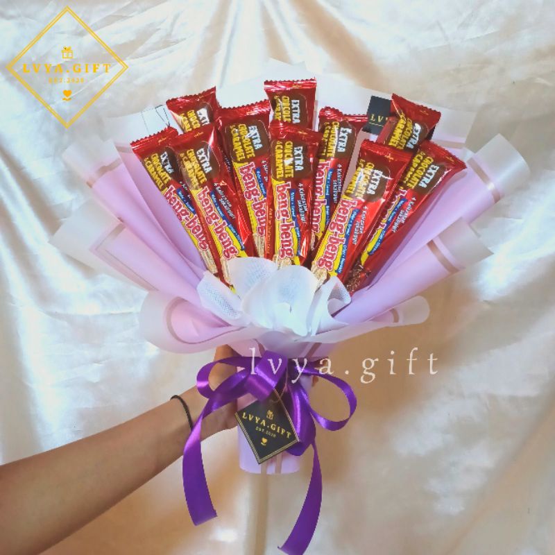 (SNACK 0013) Lvya.gift Buket coklat | Buket beng-beng | Buket beng-beng premium | Buket beng-beng simple